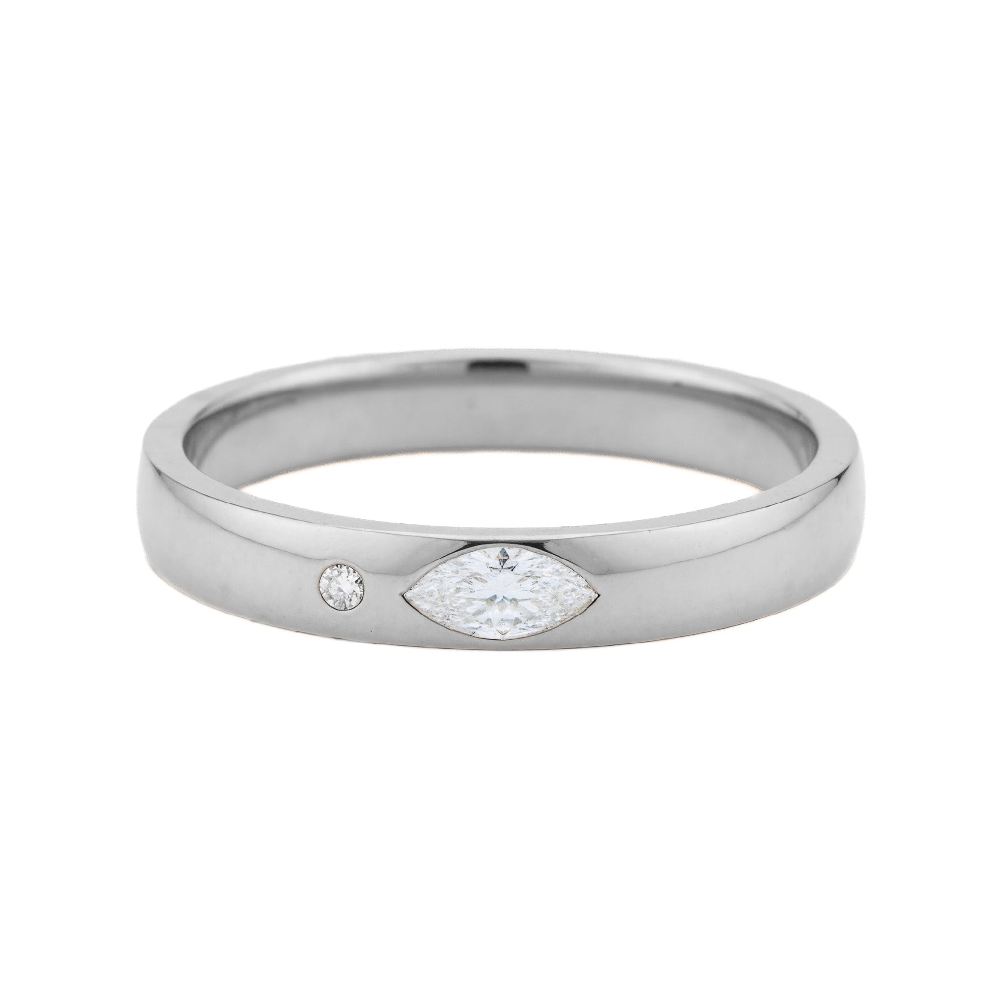 Gold ring set with a marquise.