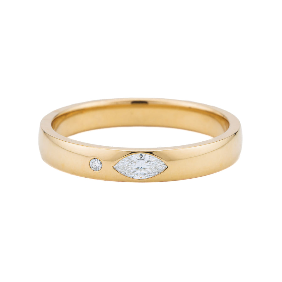 Gold ring set with a marquise.